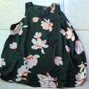Green tank top blouse floral